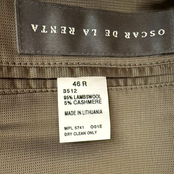 Oscar de la Renta Wool Cashmere Plaid Sport Coat Jacket Blazer Men's 46R Tan - Picture 14 of 15